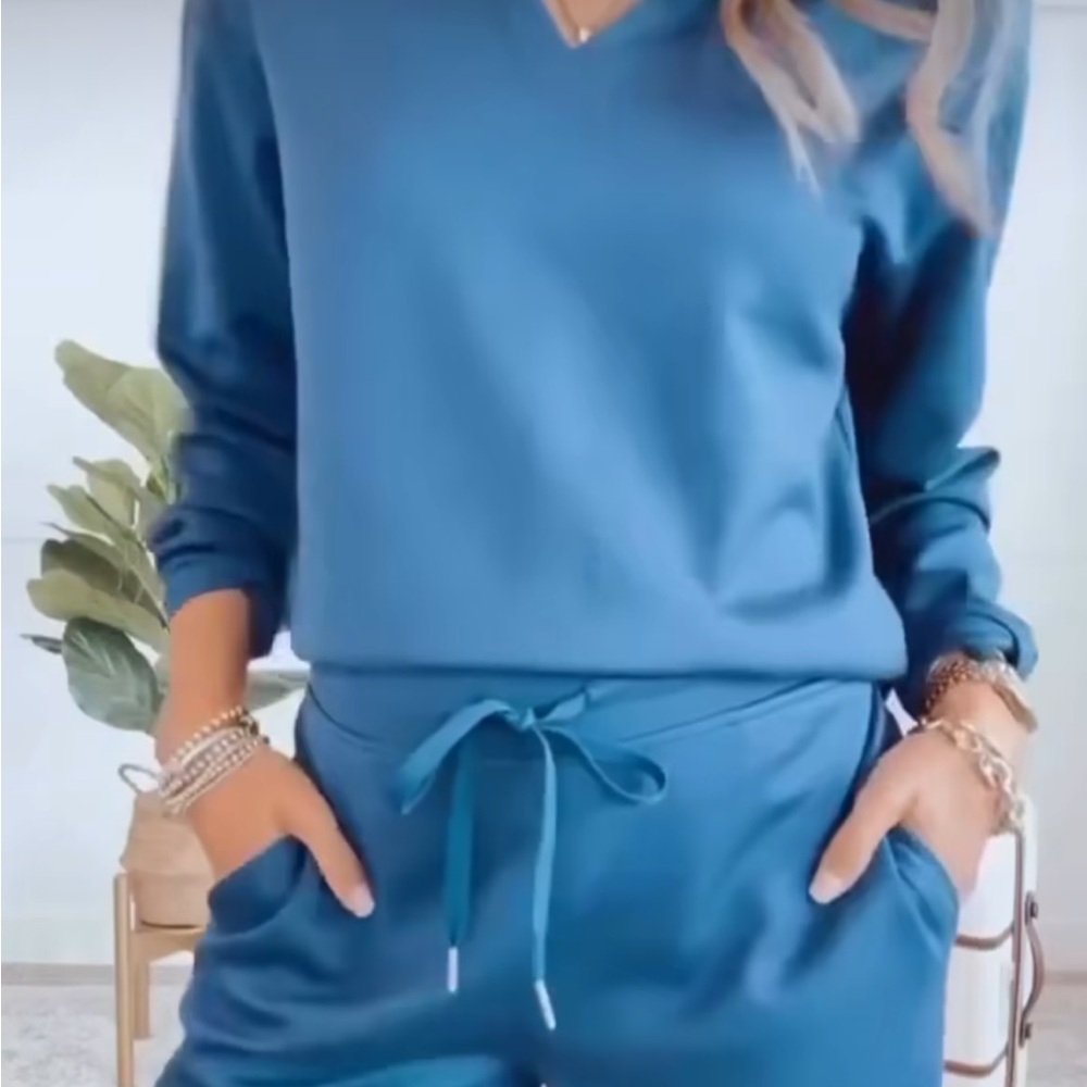 Women's 2 Piece Set, Outfits Casual Long Sleeve Sweatsuits Sets Blue Purple_M
